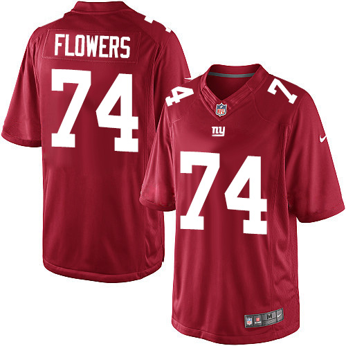 Men's Limited Ereck Flowers Nike Jersey Red Alternate - #74 NFL New York Giants